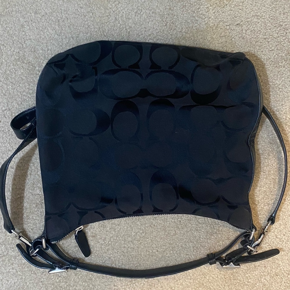 COACH MONOGRAM CANVAS SHOULDER / CROSSBODY TOTE BAG BLACK - Picture 4 of 7